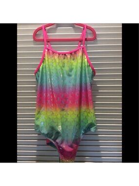 Mermaid Swimsuit rainbow colors one piece Wonder Nation sz XL 14-16